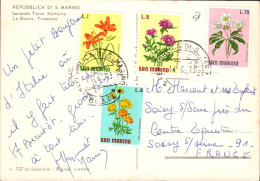 SAINT MARIN AFFRANCHISSEMENT COMPOSE SUR CARTE POUR LA FRANCE 1973 - Covers & Documents