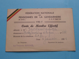 Fed. Nat. Des Pensionnés De La GENDARMERIE ( Rijkswacht ) België ( Zie / Voir Scans ) 1954 ( Carte De Membre ) ! - Membership Cards