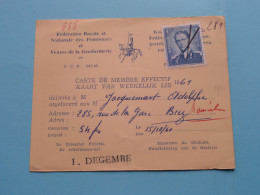 Fed. Royale Nat. Des Pensionnés Et Veuves De La GENDARMERIE ( Zie / Voir Scans ) 1961 ( Carte De Membre ) ! - Mitgliedskarten