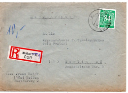 57842 - Alliierte Besetzung - 1947 - 84Pfg Ziffer EF A R-Bf MEISSEN -> BERLIN - Autres & Non Classés
