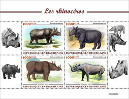 2022-10 - CENTRAL AFRICAN- RHINOS                 4V    MNH** - Rhinoceros