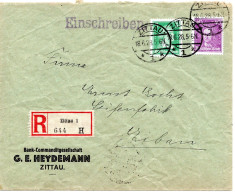 57852 - Deutsches Reich - 1928 - 40Pfg Leibnitz MiF A R-Bf ZITTAU -> EIBAU, Etw Buegig (Marken OK) - Cartas & Documentos