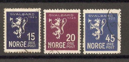 Norvège 1925 - Intégration Du Spitzberg / Svalbard - Petit Lot De 3 Timbres° - YT 109/11 - Oblitérés