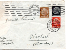 57875 - Deutsches Reich - 1937 - 1+8Pfg Hindenburg ZDr MiF A Bf BERLIN -> Daerzbach, Kl Mgl - Zusammendrucke