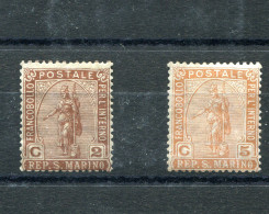 1899.SAN MARINO.YVERT 32/33*.NUEVOS CON FIJASELLOS(MH).CATALOGO 8€ - Neufs