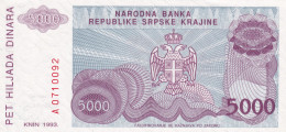 Croatia, Knin, 5.000 Dinars In 1993 - Croatie