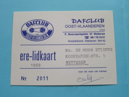 DAFCLUB Oost-Vlaanderen > Lidkaart 1969 > Wetteren ( Zie / Voir Scans ) ! - Mitgliedskarten