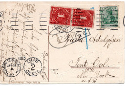 57948 - Deutsches Reich - 1913 - 5Pfg Germania EF A AnsKte Nach New York, NY (USA), M 2@1¢ Portomarken - Segnatasse