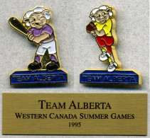 2 Pin's Sport Jeux D'été Du Canada 1995 Alberta Base Ball Baseball - Honkbal