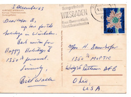 64987 - Bund - 1963 - 40Pfg Flora & Philatelie EF A LpAnsKte WIESBADEN - ... -> Wright-Patterson AFB, OH (USA) - Covers & Documents