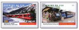 United Nations 2021 Unesco Eisenbahnen Railway Mountains Berge Bernina Railway Darjeeling Himalayan Railway MNH  ** - Nuevos