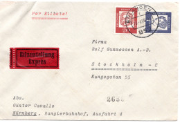 64998 - Bund - 1965 - 1DM Droste-Huelshoff MiF A EilBf ERLANGEN -> STOCKHOLM (Schweden) - Lettres & Documents