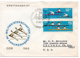 65000 - DDR - 1966 - Kanu-WM Satz A FDC BERLIN - VII.WELTMEISTERSCHAFTEN ... -> Chicago, IL (USA) - Canoa