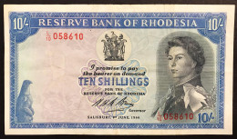 RHODESIA RODESIA 10 Shillings 1966 REGINA ELISABETTA II Pick#27a Bb Vf Lotto 1546 - Rhodesia