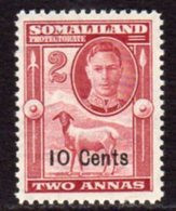 British Somaliland 1951 Definitive Surcharges 10c On 2 Annas Value, MNH, SG 126 (BA) - Somaliland (Herrschaft ...-1959)