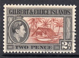 Gilbert & Ellice Islands GVI 1939 2d Canoe & Boat House Definitive, Used, SG 46 (BP2) - Îles Gilbert Et Ellice (...-1979)