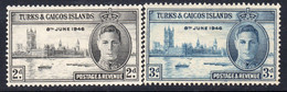 Turks & Caicos Islands 1946 Victory Set Of 2, Hinged Mint, SG 206/7 (WI2) - Turks And Caicos