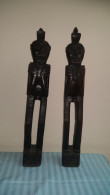 Tapanuli Batak Ethnic Traditional Vintage 18th Century Handcraft Carved Wood Statues Figurines A Pair - Bois