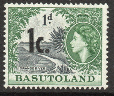 Basutoland 1961 1c On 1d Definitive Surcharge, Type I, MNH, SG 59 (BA) - 1933-1964 Crown Colony