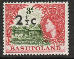 Basutoland 1961 2½c On 3d Definitive Surcharge, Type I, MNH, SG 61 (BA) - 1933-1964 Colonia Británica