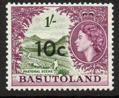 Basutoland 1961 10c On 1/- Definitive Surcharge, Type I, MNH, SG 64 (BA) - 1933-1964 Crown Colony