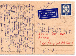 65006 - Bund - 1962 - 40Pfg Lessing EF A LpAnsKte MUENCHEN -> Los Angeles, CA (USA) - Lettres & Documents