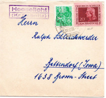 65008 - DDR - 1959 - 20Pfg Schiller IF A Bf Landpoststpl HEESELICHT -> STOLPEN -> Bettendorf, IA (USA) - Covers & Documents