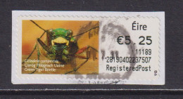 IRELAND  -  2010 Green Tiger Beetle SOAR (Stamp On A Roll)  Used On Piece As Scan - Gebruikt