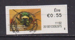 IRELAND  -  2010 Green Tiger Beetle SOAR (Stamp On A Roll)  Used On Piece As Scan - Gebruikt