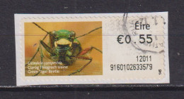 IRELAND  -  2010 Green Tiger Beetle SOAR (Stamp On A Roll)  Used On Piece As Scan - Usati