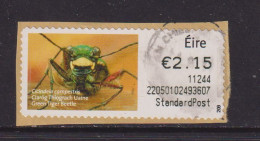 IRELAND  -  2010 Green Tiger Beetle SOAR (Stamp On A Roll)  Used On Piece As Scan - Gebruikt