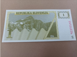 Billete De Eslovenia De 1 Tolarjev, Año 1990, Serie AA, UNCIRCULATED - Slovénie