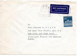 65018 - Bund - 1972 - 100Pfg Brandenburger Tor EF A LpBf DUISBURG - ... -> New York, NY (USA) - Cartas & Documentos