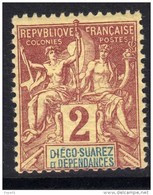 Diégo-Suarez N° 26 XX Type Groupe : 2 C. Lilas-brun Sur Paille, Sans Charnière, TB - Unused Stamps