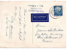 65022 - Bund - 1957 - 40Pfg Heuss II EF A LpAnsKte AACHEN -> San Antonio, TX (USA) - Storia Postale