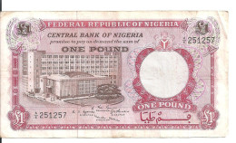 NIGERIA 1 POUND ND1967 VF P 8 - Nigeria