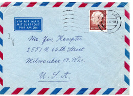 65032 - Bund - 1957 - 60Pfg Heuss I A LpBf GOSLAR -> Milwaukee, WI (USA) - Storia Postale