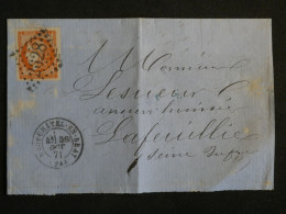 AV20 FRANCE EMIS. DE BORDEAUX N°48 GRANDE MARGES SUR  LETTRE  INCOMP. 1871  NEUCHATEL A LAFEUILLIE ++AFF. PLAISANT    + - 1870 Uitgave Van Bordeaux