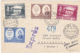 CITTA' DEL VATICANO - ROMA - BUSTA EXPèS - VIAGGIATA PER SENIGALLIA (ANCONA) 1957 - Storia Postale