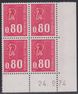 FRANCE N° 1816** MARIANNE DE BEQUET COIN DATE 24/9/74 - 1970-1979