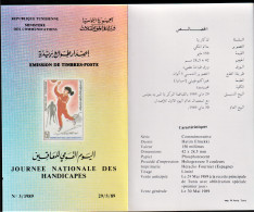 1989- Tunisie - Y & T 1127 -  Journée Nationale Des Handicapés -  Prospectus - Sport Voor Mindervaliden