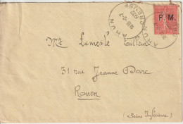 Lettre En Franchise FM 6 Oblitération 1932 Ahun (23) - Timbres De Franchise Militaire