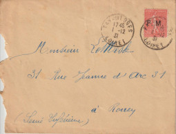 Lettre En Franchise FM 6 Oblitération 1931 Fay Aux Loges (45) - Military Postage Stamps