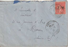 Lettre En Franchise FM 6 Oblitération 1932 Argueuil (76) - Militaire Zegels