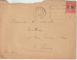Lettre En Franchise FM 6 Oblitération 1932 Nantes - Militärische Franchisemarken