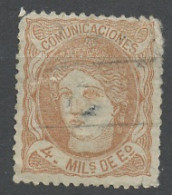 Espagne - Spain - Spanien 1870 Y&T N°104 - Michel N°98 (o) - 4m Allégorie De L'Espagne - Gebruikt