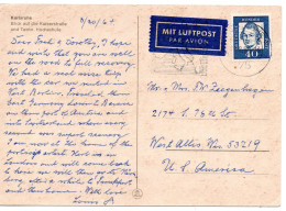 65075 - Bund - 1964 - 40Pfg Lessing EF A LpKte KARLSRUHE - ... -> West Allis, WI (USA) - Covers & Documents