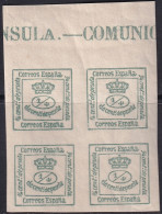 Spain 1876 Sc 221A Espana Ed 173 Margin Block MNH** Crease - Neufs