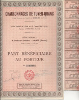 CHARBONNAGES DE TUYEN-QUANG - HANOI -TONKIN - LOT DE 4 PARTS BENEFICIAIRES- 1949 - Bergbau