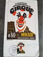 2° Festival International Du Cirque Monaco 12-2-75 - Covers & Documents